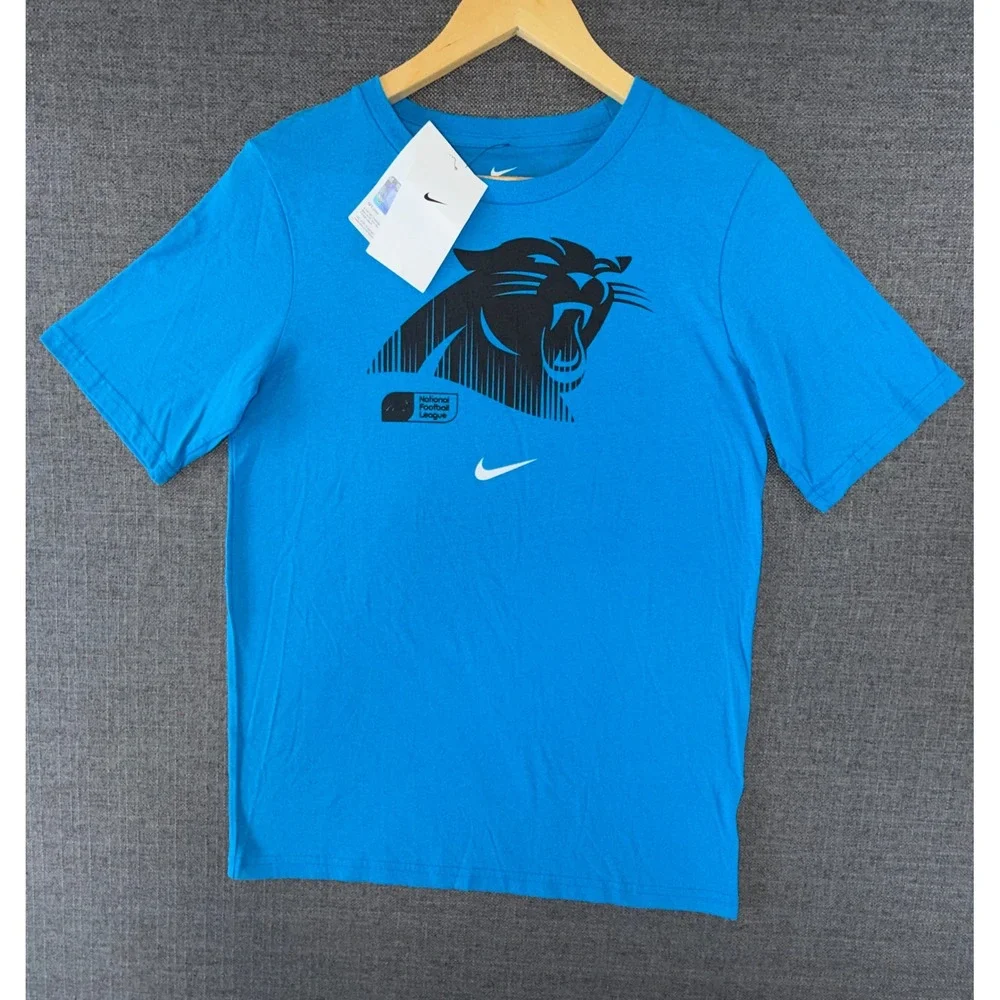 Nike Carolina Panthers NFL Blue Graphic T-Shirt Kids Youth Large 14-16 NEW